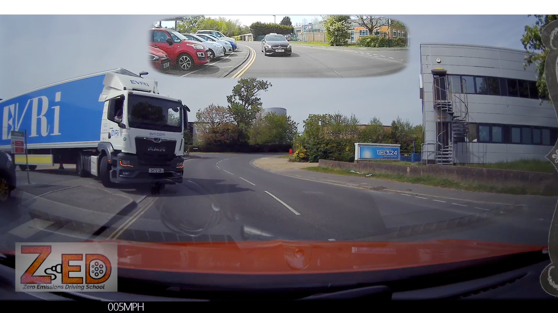 A still frame taken from a driving test review video