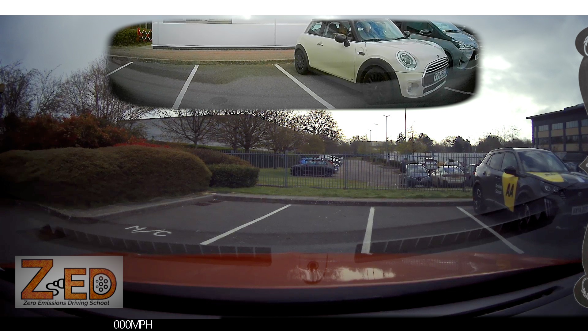 A still frame taken from a driving test review video