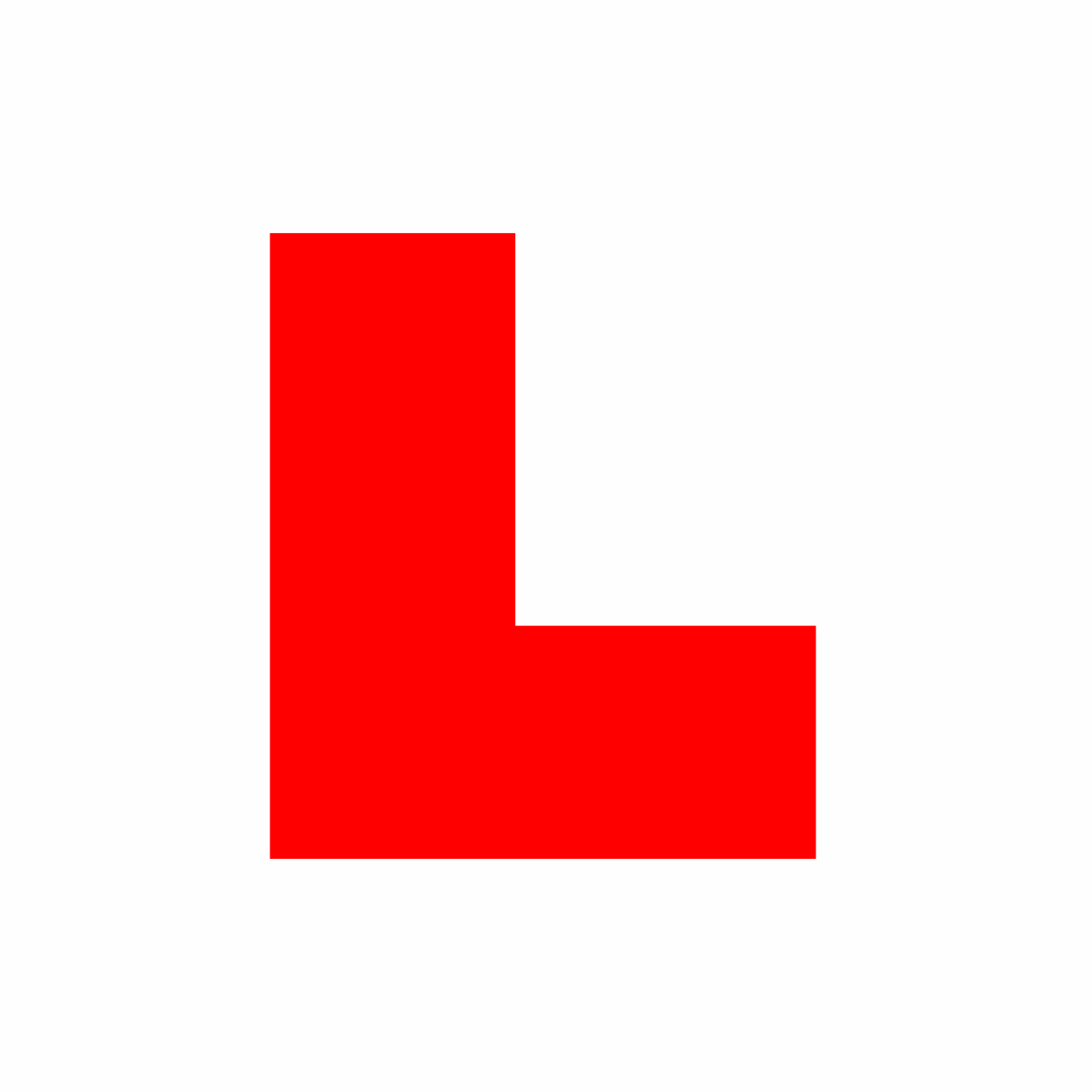 A graphic of a red L plate